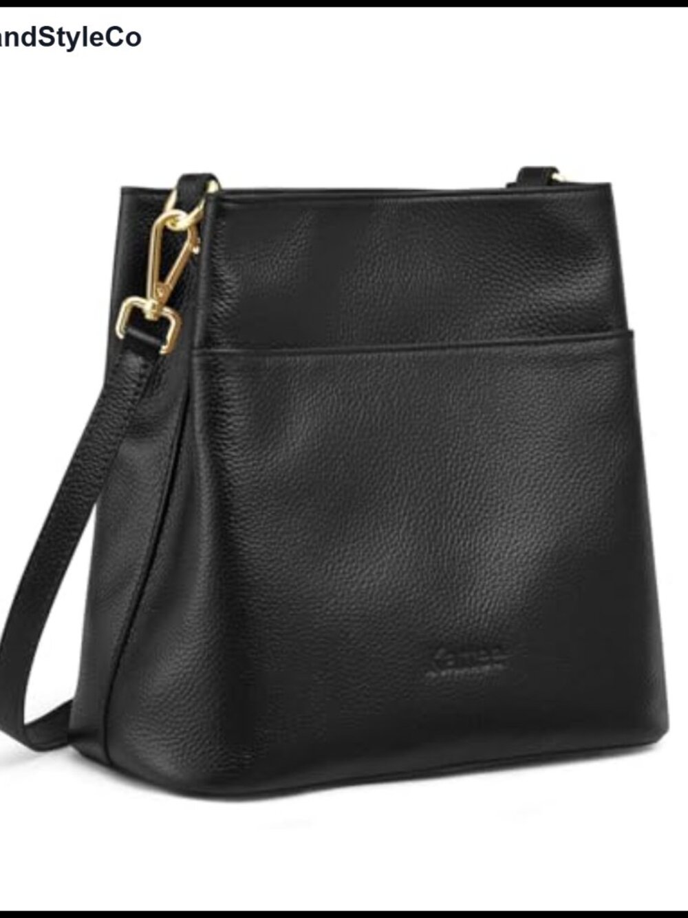 Genuine Leather Bucket Handbag - 2 Straps Shoulder Crossbody Purse with 6